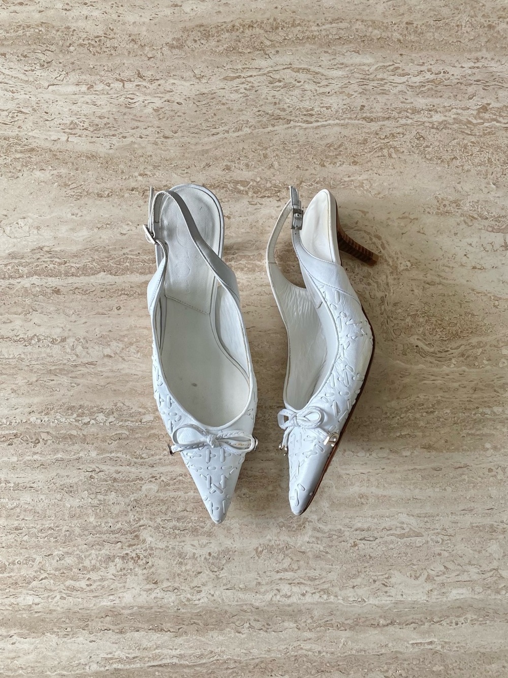 Vintage Dior Cannage Stitch CD Bow Slingback Heels